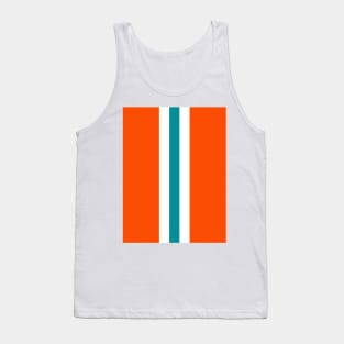 Retro American Football Stripes Miami Orange Teal White Tank Top